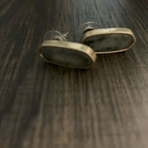 Slate gray & gold stud earrings
